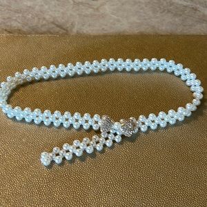 Faux Pearl Bow belt